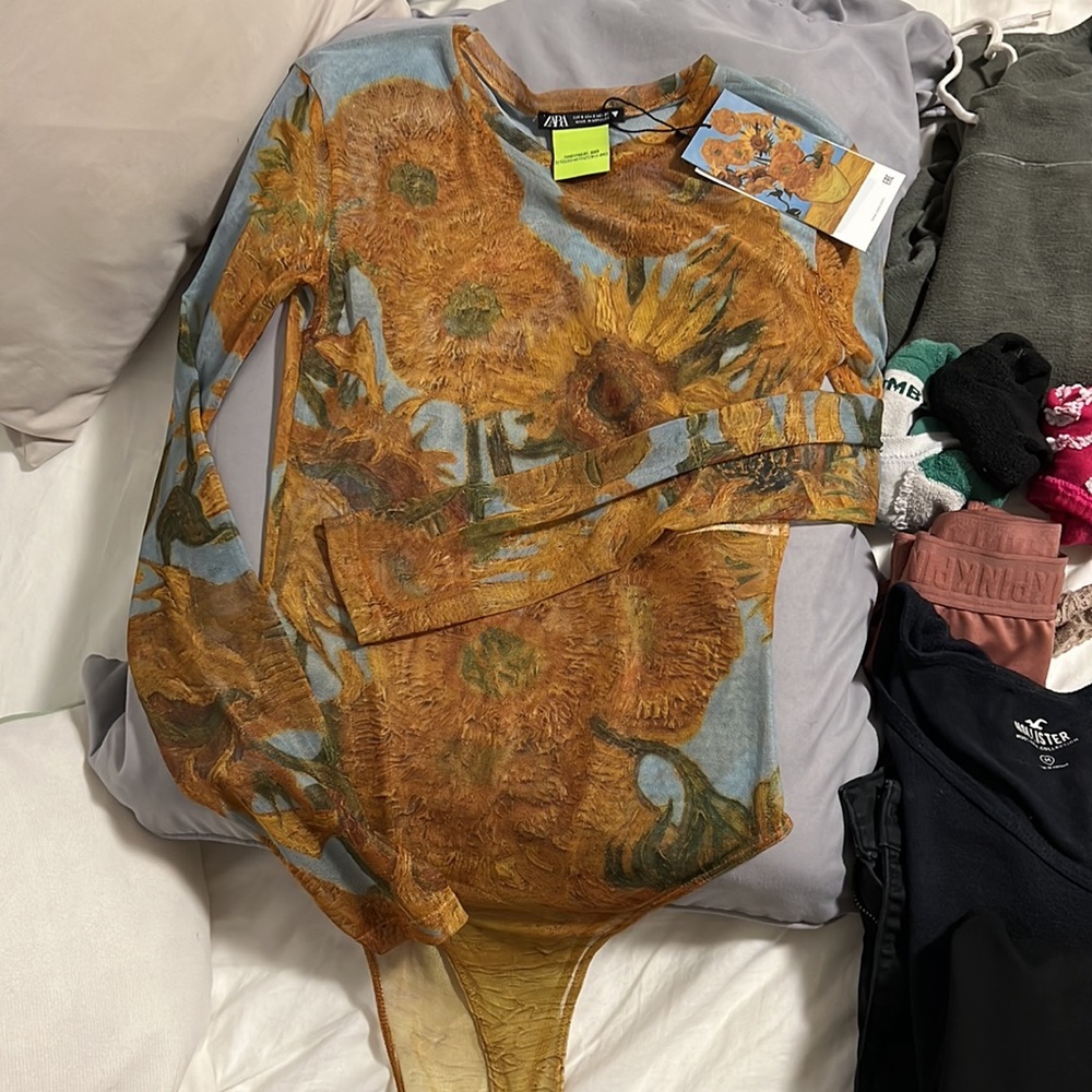 Sheer Bodysuit - Van Gogh Sunflowers - image 2